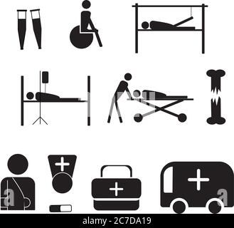 Ensemble d'icônes sur le thème médical. Traumatologie. Illustration vectorielle Illustration de Vecteur