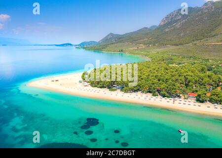 Célèbre plage de Gregolimano dans le nord d'Euboea (Evia), Grèce. Banque D'Images
