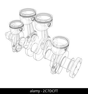 Contour des pistons du moteur. illustration 3d Banque D'Images