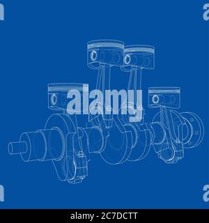 Contour des pistons du moteur. illustration 3d Banque D'Images