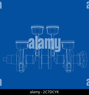 Contour des pistons du moteur. illustration 3d Banque D'Images