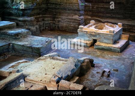 Les ruines d'un village agricole maya pré-colombien, préservé sous des couches de cendres volcaniques Joya de Cerén El Salvador Amérique centrale. Quarante-deux ans Banque D'Images