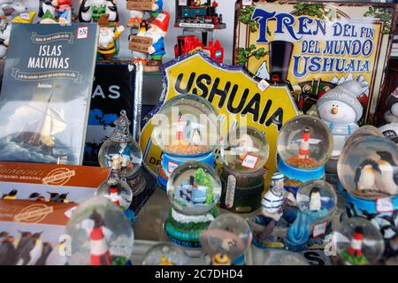 La boutique de souvenirs du centre-ville d'Ushuaia sur la Tierra del Fuego, en Argentine Banque D'Images