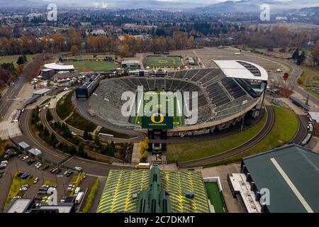 Antenne du stade Autzen à Eugene, Oregon Banque D'Images