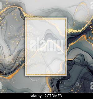 Modèle de bannière noir et or avec cadre Banque D'Images