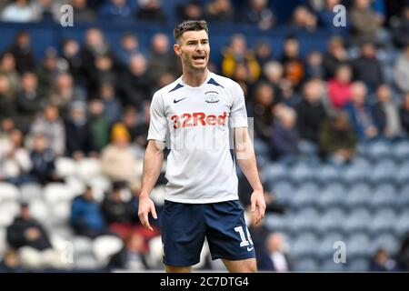 7 mars 2020, Deepdale, Preston, Angleterre; Sky Bet Championship, Preston North End et Queens Park Rangers : Andrew Hughes (16) de Preston North End en action Banque D'Images