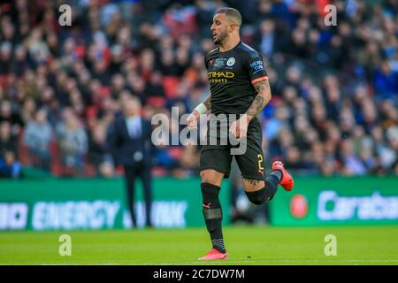 1er mars 2020, Wembley Stadium, Londres, Angleterre; finale de la coupe Carabao, Aston Villa v Manchester City : Kyle Walker (2) de Manchester City pendant le match Banque D'Images