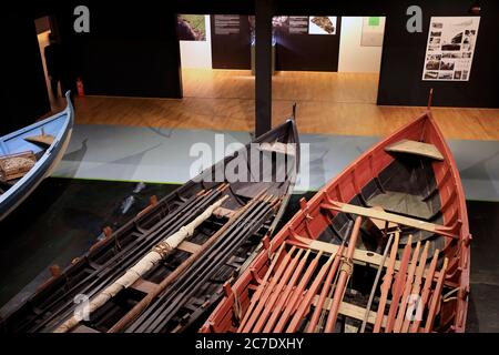 Les bateaux à rames de la Fraroe sont les premiers à être des bateaux à rames de l'exposition permanente du Musée national des îles Féroé.Torshavn.Streymoy.Faroe Island.territoire du Danemark Banque D'Images