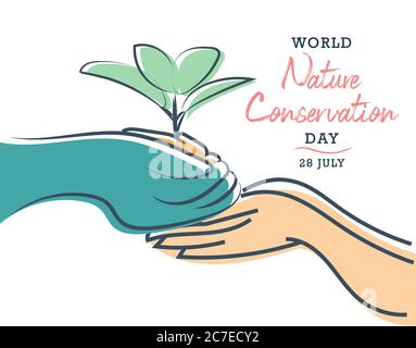 Journée mondiale de la conservation de la nature, 28 juillet, affiche abstraite pour toile de la nature donnant de la plante à l'homme, vecteur d'illustration Illustration de Vecteur