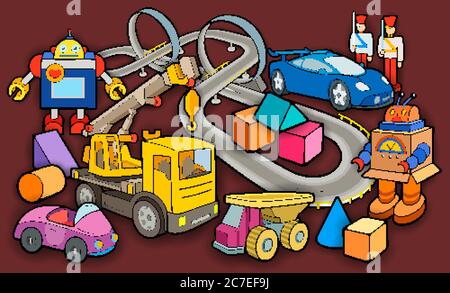 Dessin animé dessin mignon dessins jouets enfants illustration Illustration de Vecteur