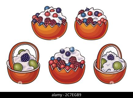 Illustration de la nourriture douce à motif de gribouillages vectoriels dessinés à la main Illustration de Vecteur