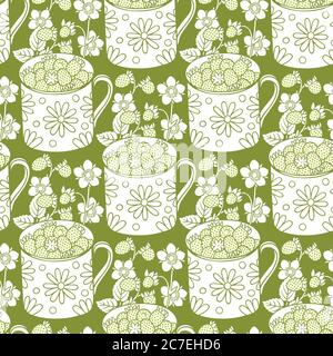Motif sans couture dessiné à la main de fraises Illustration de Vecteur