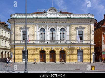 LJUBLJANA, Slovénie - 21 juillet 2016 : l'élégant bâtiment historique de l'Orchestre philharmonique slovène Banque D'Images