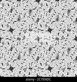 motif vectoriel botanique noir et blanc sans couture Illustration de Vecteur