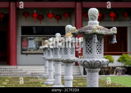 Photo horizontale du temple de FO Guang Shan, le plus grand temple bouddhiste d'Auckland Banque D'Images