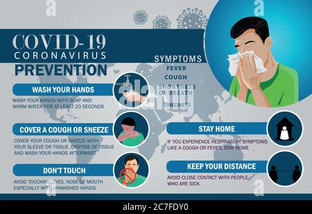 Infographie sur les méthodes de prévention du coronavirus COVID-19. Infographiques sur les méthodes de prévention. Illustration de Vecteur