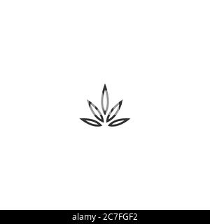 feuille de chanvre noir ou de cannabis isolée sur blanc. CBD, Cannabis, signe médical de la marijuana. Logo de l'industrie écologique. Illustration vectorielle. Illustration de Vecteur