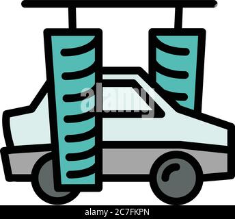 Icône de lavage automatique. Contour automatique de l'icône de vecteur de lavage de voiture pour la conception de web isolée sur fond blanc Illustration de Vecteur