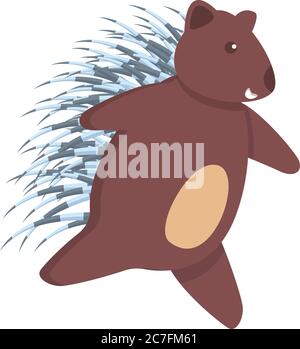 Icône de porcupine en cours d'exécution. Dessin animé de l'icône de vecteur de porc-épic en cours d'exécution pour la conception de sites Web isolée sur fond blanc Illustration de Vecteur