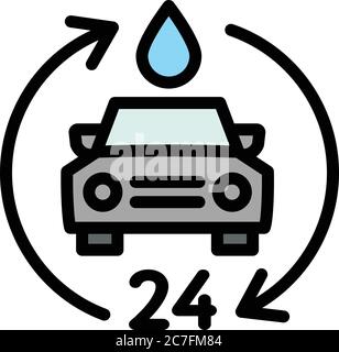 icône de lavage de voiture 24 heures. Contour 24 heures de voiture lavage icône vecteur pour la conception de web isolé sur fond blanc Illustration de Vecteur