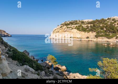 Anthony Quinn Bay, plage isolée sur l'île de Rhodes. Grèce Banque D'Images