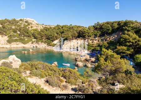 Anthony Quinn Bay, plage isolée sur l'île de Rhodes. Grèce Banque D'Images