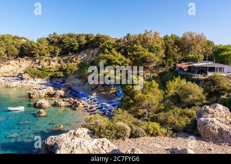 Anthony Quinn Bay, plage isolée sur l'île de Rhodes. Grèce Banque D'Images