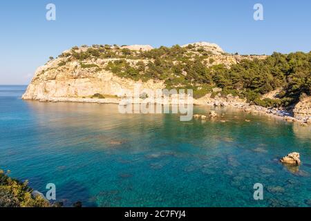 Anthony Quinn Bay, plage isolée sur l'île de Rhodes. Grèce Banque D'Images