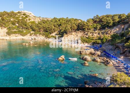 Anthony Quinn Bay, plage isolée sur l'île de Rhodes. Grèce Banque D'Images