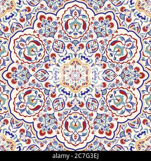 Motif coloré sans couture avec mandala. Élément décoratif vintage. Motif dessiné à la main de style turc. Motif Islam, arabe, Indien, pouf. Vecteur. Illustration de Vecteur