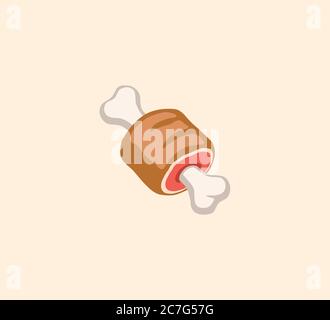 Illustration isolée à vecteur de viande et d'os. Icône viande et os Illustration de Vecteur