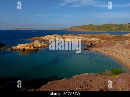 Cala Pregonda, une des plages les plus célèbres au nord de l'île de Minorque (Iles Baléares) Banque D'Images