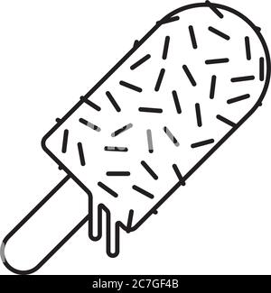 Glace à la crème popsicle avec icône de ligne vectorielle de saupoudrage pour le jour de la saupoudrage le 23 juillet. Symbole de contour de rafraîchissement doux et froid Illustration de Vecteur