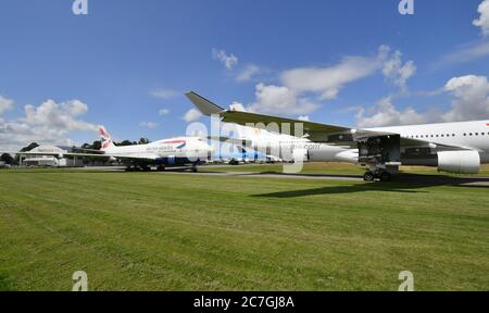 Un Boeing 747 de British Airways, qui a été sans moteur, a volé pour la première fois le 18/09/1997 stationné à l'aéroport de Cotswold, qui est le domicile d'Air Salvage international qui démonte des avions en fin de vie, car la compagnie aérienne doit retirer sa flotte de Boeing 747 avec effet immédiat. Banque D'Images