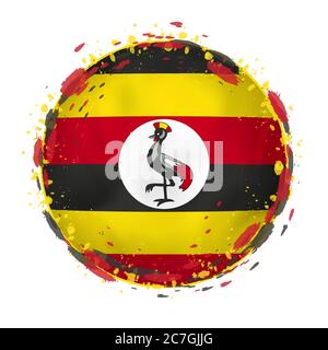 Drapeau de l'Ouganda à grunge rond avec des éclaboussures de couleur drapeau. Illustration vectorielle. Illustration de Vecteur