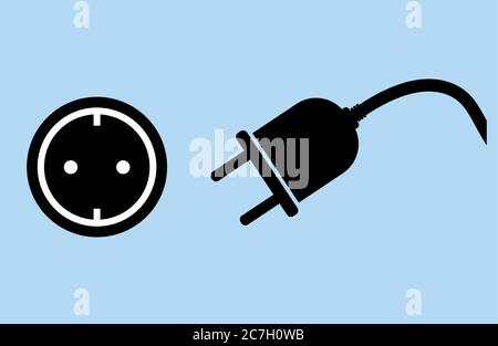 illustration vectorielle de la fiche et de la prise électriques débranchée ou d'un symbole d'icône Illustration de Vecteur