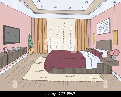 Chambre graphique couleur intérieur intérieur dessin illustration vecteur Illustration de Vecteur