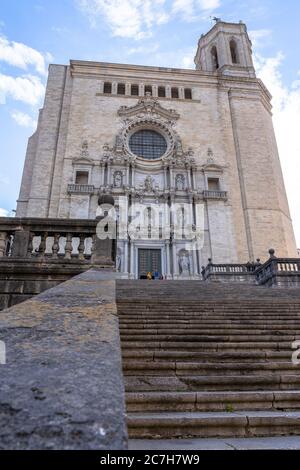 Europe, Espagne, Catalogne, Girones, Gérone, vieille ville, cathédrale Santa Maria dans la vieille ville de Gérone Banque D'Images