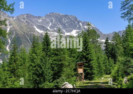 Europe, Autriche, Tyrol, Alpes de l'Ötztal, Ötztal, paysage de montagne dans l'Ötztal avec le massif au-dessus de Gries Banque D'Images