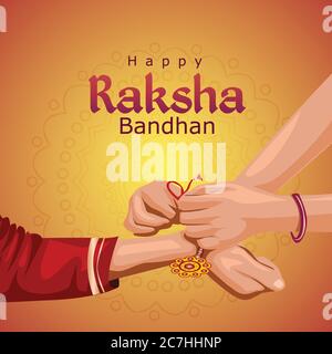 Frère indien et sœur portant un masque chirurgical. Happy Raksha Bandhan festival. Illustration vectorielle de la célébration de Rakhi en inde. Illustration de Vecteur