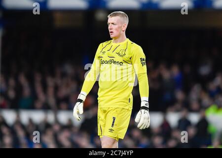 11 janvier 2020, Goodison Park, Liverpool, Angleterre, Premier League, Everton v Brighton et Hove Albion : Jordanie Pickford (1) d'Everton en action Credit : Simon Whitehead/News Images Banque D'Images