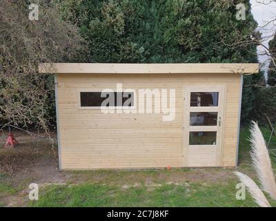 Construction d'un sauna dans un jardin, série photo 7/14, Allemagne Banque D'Images