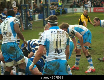 BATH, ANGLETERRE, ROYAUME-UNI - 25 janvier 2015 : le rugby de Bath joue aux Glasgow Warriors, coupe des champions européens, terrain de jeux, Bath. 25 janvier 2015. Baignoire Banque D'Images