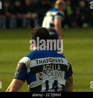 BATH, ANGLETERRE, ROYAUME-UNI - 25 janvier 2015 : le rugby de Bath joue aux Glasgow Warriors, coupe des champions européens, terrain de jeux, Bath. 25 janvier 2015. Baignoire Banque D'Images