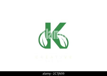 Combinaison de feuilles et de lettres de l'alphabet. Design simple et minimaliste vert Illustration de Vecteur