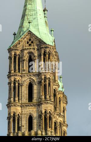 Cathédrale, tour Westwerk, vieille ville de Bamberg, patrimoine mondial de l'UNESCO, Franconie, Bavière, Allemagne Banque D'Images