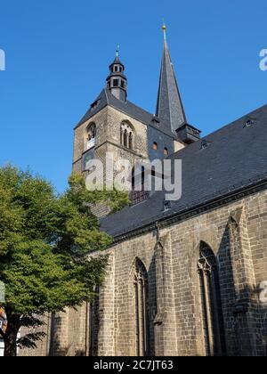 Marktkirche, vieille ville de Quedlinburg, patrimoine mondial de l'UNESCO, Saxe-Anhalt, Allemagne Banque D'Images