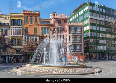 Fontaine de la Plaza de la Reina, Palma de Majorque, île de Majorque, Banque D'Images