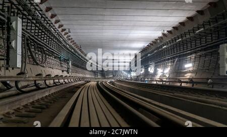Vue sur le tunnel du métro en cours de construction Banque D'Images