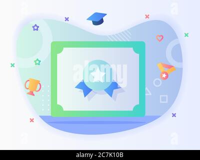 Certificat icône badge étoile concept certifié graduation avec style plat Illustration de Vecteur